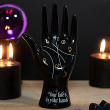 Load image into Gallery viewer, Black Ceramic Palmistry Hand Ornament