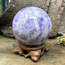 Load image into Gallery viewer, Large Dream Amethyst Sphere (with wooden stand)