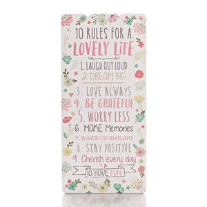 Love Life Rectangle Hanging Plaque - "Lovely Life" 30cm