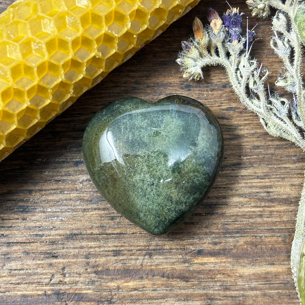 Small Green Moss Agate Heart