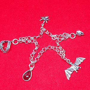 Sterling Silver Gothic Charm Bracelet 8.5 INCH