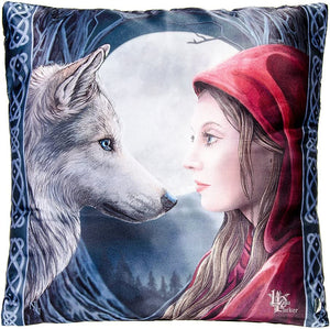 MOONSTRUCK RED RIDING HOOD AND WOLF CUSHION - LISA PARKER