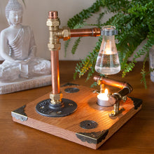 Load image into Gallery viewer, Solid Oak, Copper and Brass Industrial Style Oil Burner (A)