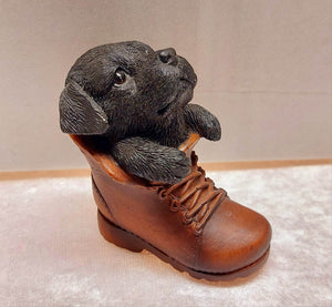 Vivid arts puppy in boot - Black Labrador