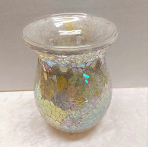 Crackle Glass Burner - White Iridescent