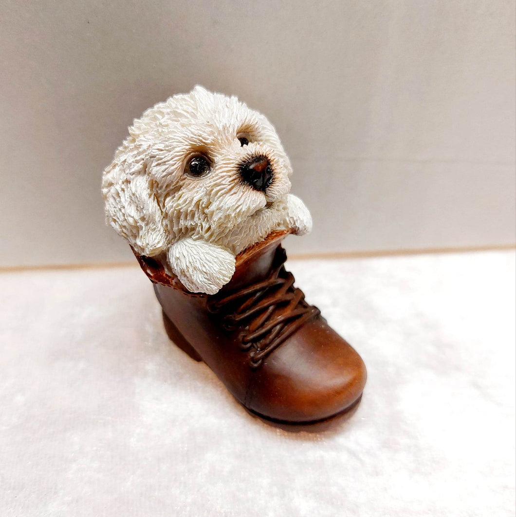 Vivid arts puppy in boot - Bichon Frise