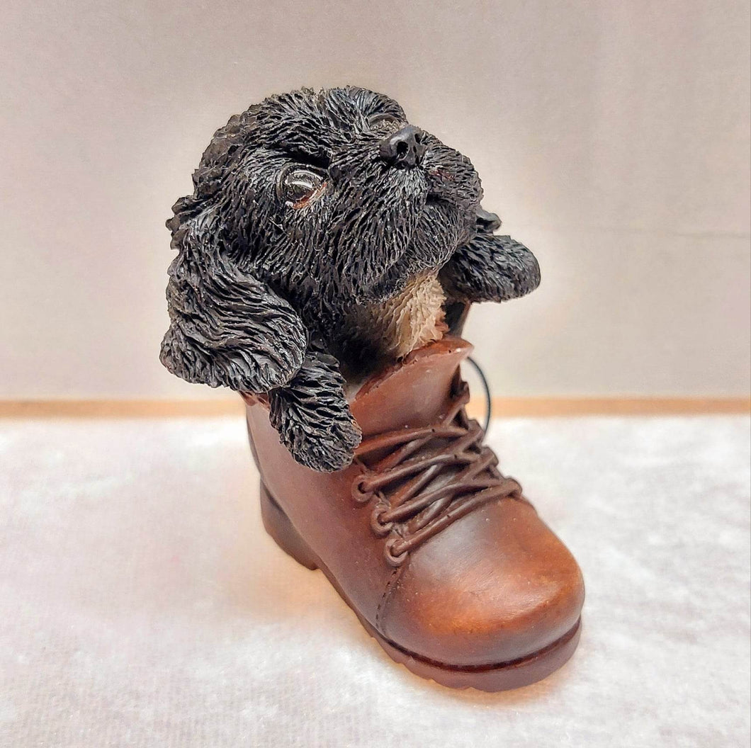 Vivid arts puppy in boot - Black Cockapoo