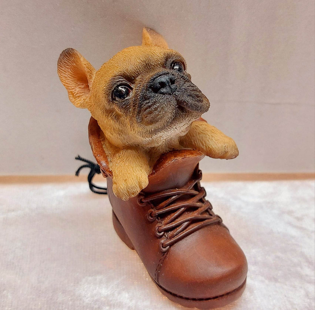 Vivid arts puppy in boot - french bulldog