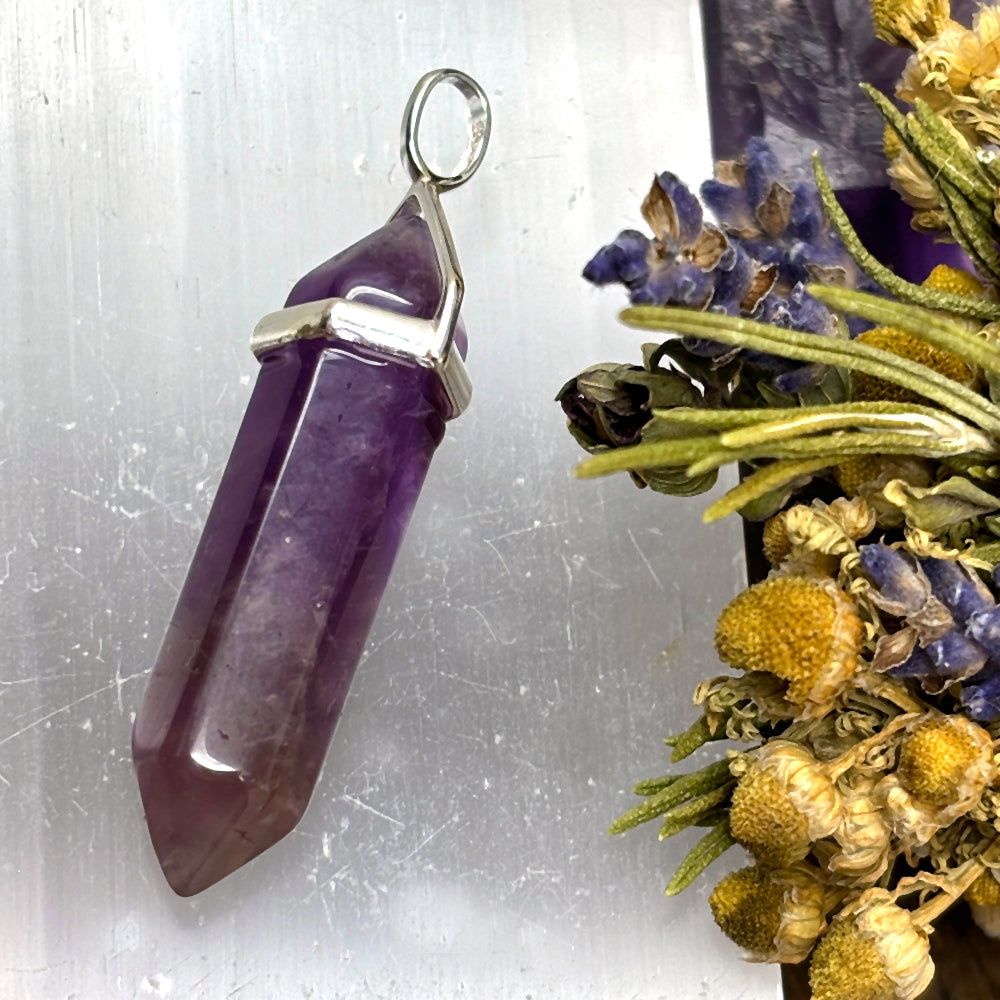 Double Terminated Amethyst Pendant (Sterling Silver)