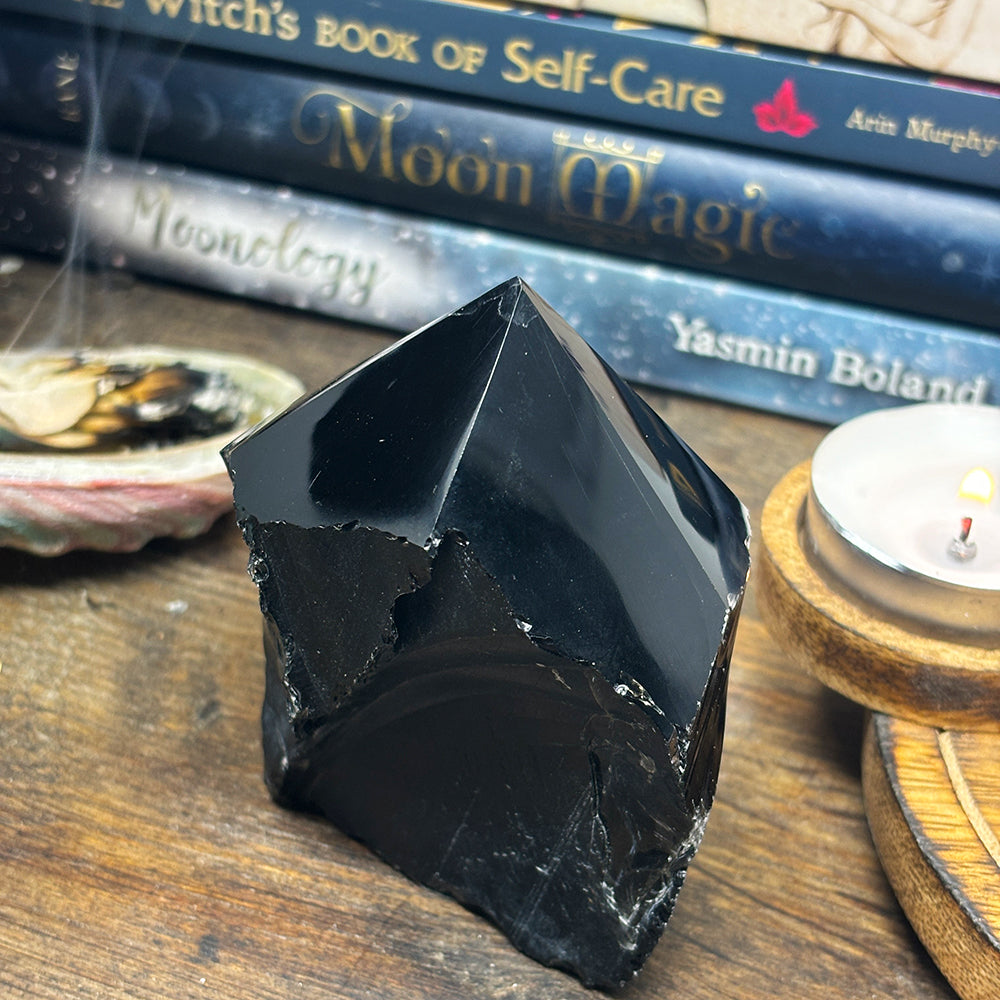 Raw/Polished Black Obsidian Point/Generator 237g