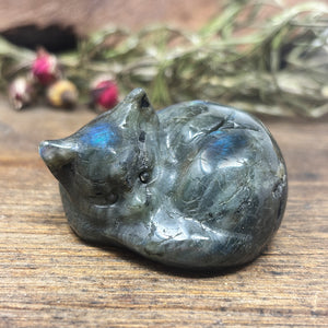 Labradorite Cat Carving