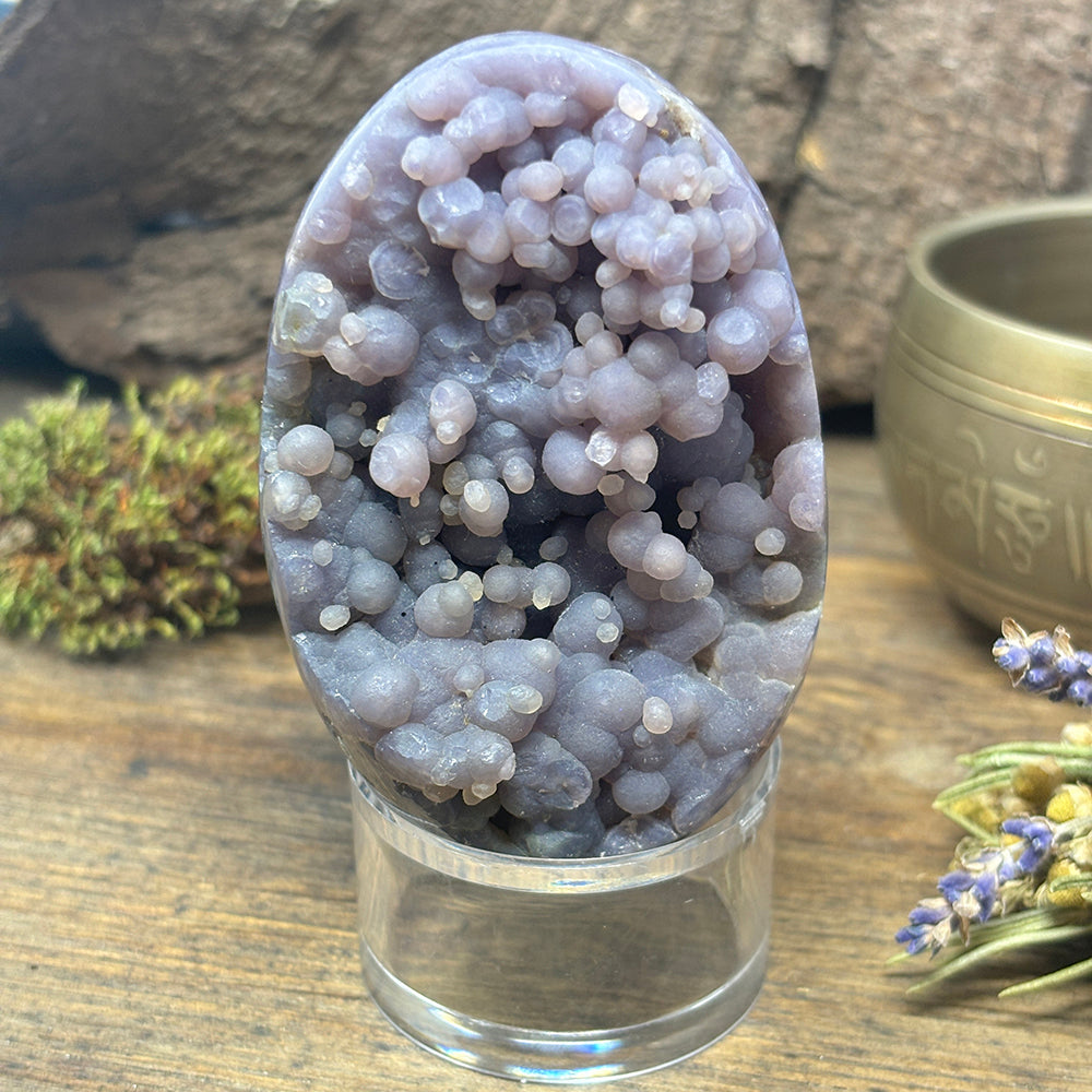 Grape Agate Egg & Stand (back polished)