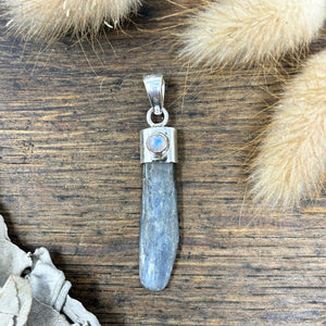 Kyanite & Moonstone Sterling Silver Pendant