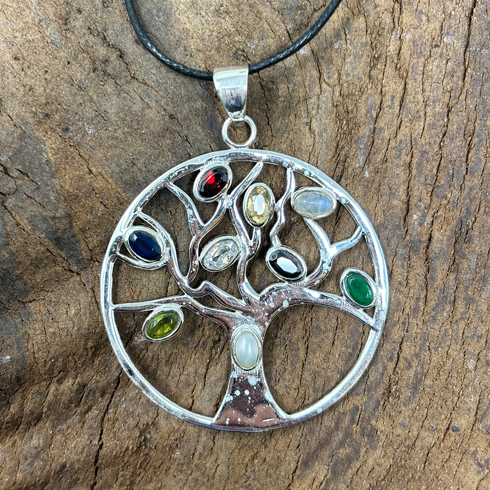 Round Tree of Life Sterling Silver Pendant