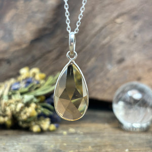 Sterling Silver and Golden Coloured Cubic Zirconia Drop Pendant