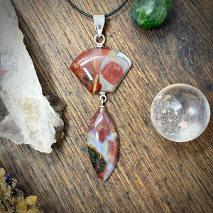 Double Brecciated Jasper Sterling Silver Pendant