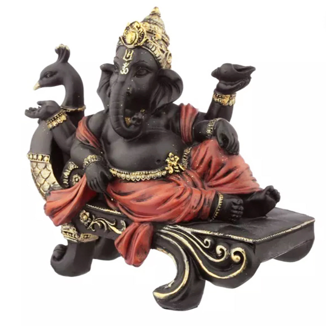 Ganesh on Peacock Deity Statue Ornament