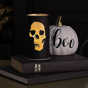 Black & Gold LED Skull Silhouette Lantern