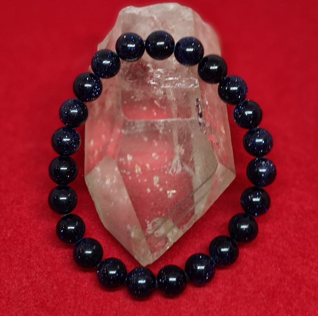 Blue Goldstone Crystal Beaded Bracelet