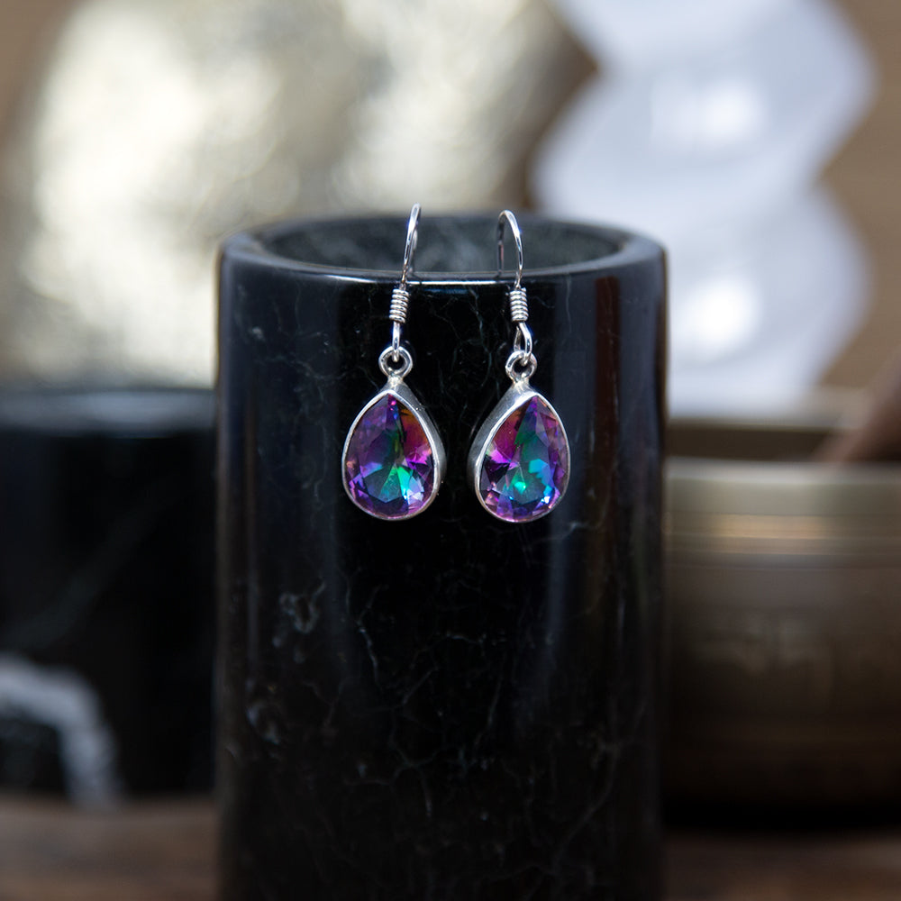 Sterling Silver Mystic Topaz Drop Earrings - 155