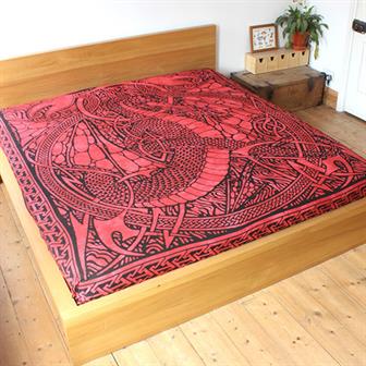 Celtic Dragon Throw / Bedspread - Red