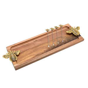 Gold Bee Serving Board with Picks - 180