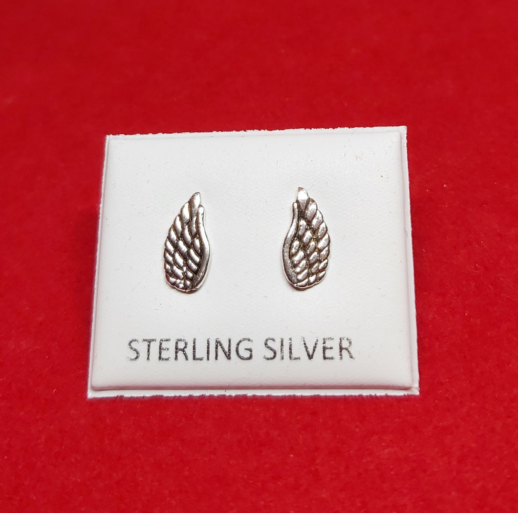 Sterling Silver Angel Wings Stud Earrings
