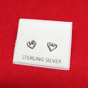 Sterling Silver Open Heart Stud Earrings