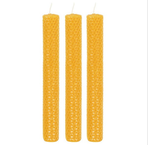 Natural Beeswax Dinner Candles - pack of 3