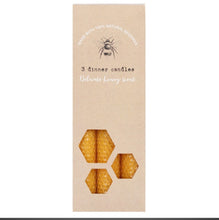 Load image into Gallery viewer, Natural Beeswax Dinner Candles - pack of 3
