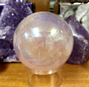 Aura Rose Quartz Crystal Sphere 64mm