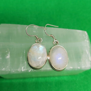 Rainbow Moonstone Sterling Silver Drop Earrings