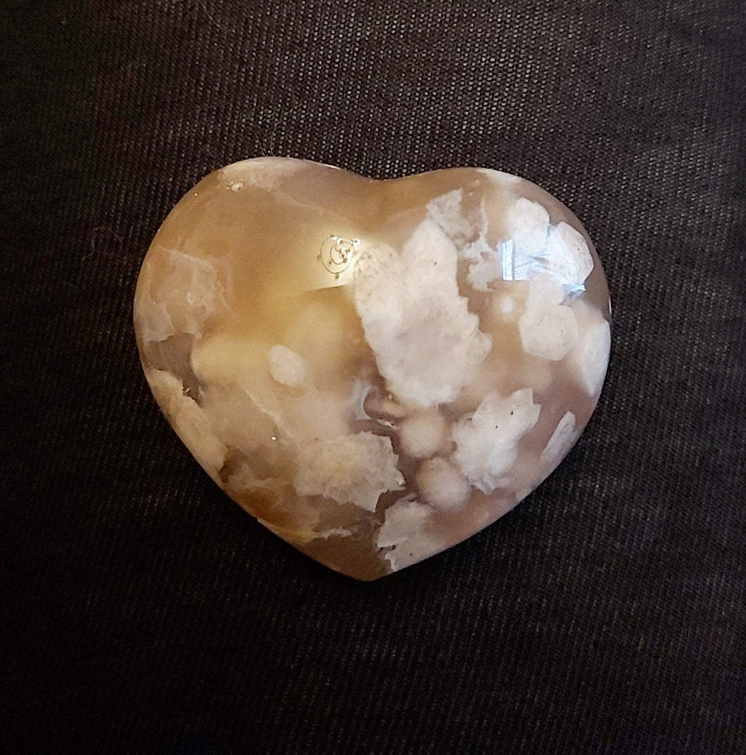 Flower Agate Heart carving - 94g