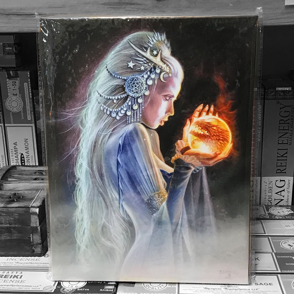 The Winterborn Witch ~ Dragon Canvas Plaque by Anne Stokes - 214