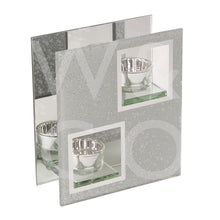 Load image into Gallery viewer, Hestia Grey &amp; Glitter Glass Double Tea Light Holder - 028
