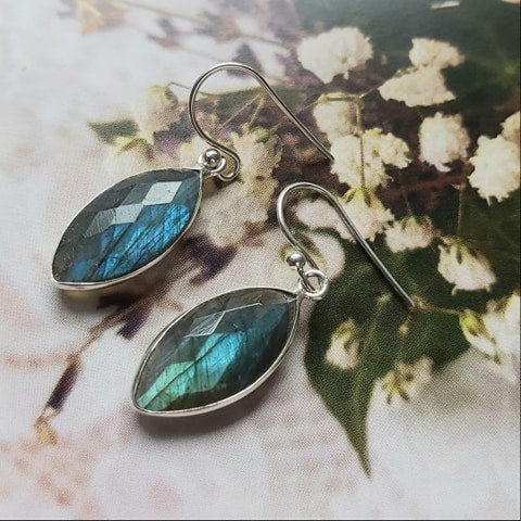 Sterling Silver & Labradorite Drop Earrings