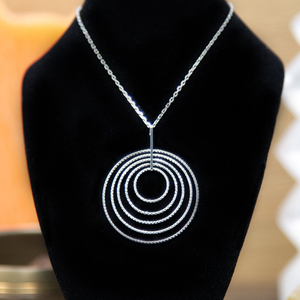 Sterling Silver 5 Circle Necklace - 099