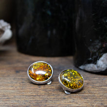 Load image into Gallery viewer, Amber and Sterling Silver Clip On Earrings
