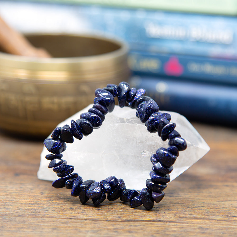 Blue Goldstone Chip Bracelet