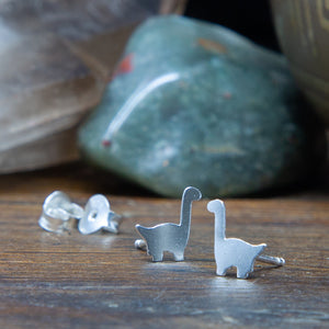 Sterling Silver Dinosaur Stud Earrings