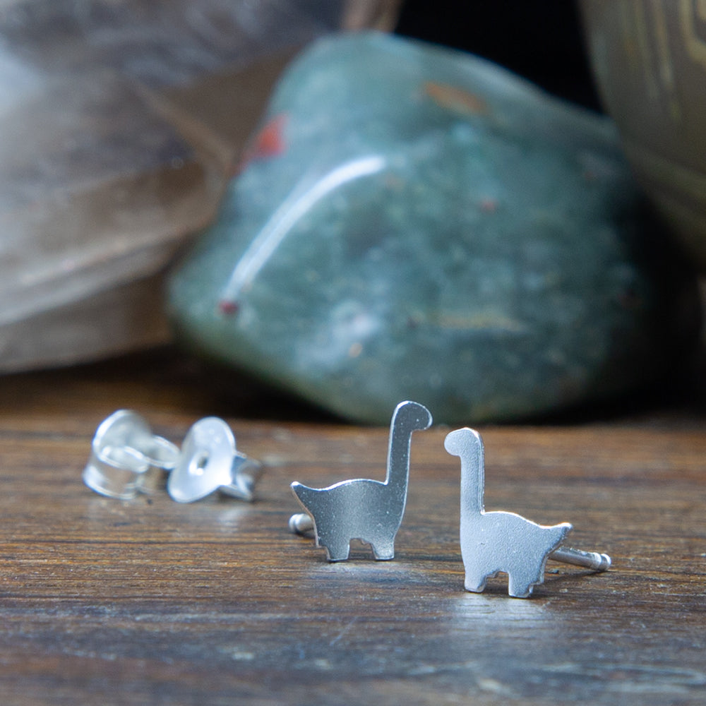 Sterling Silver Dinosaur Stud Earrings