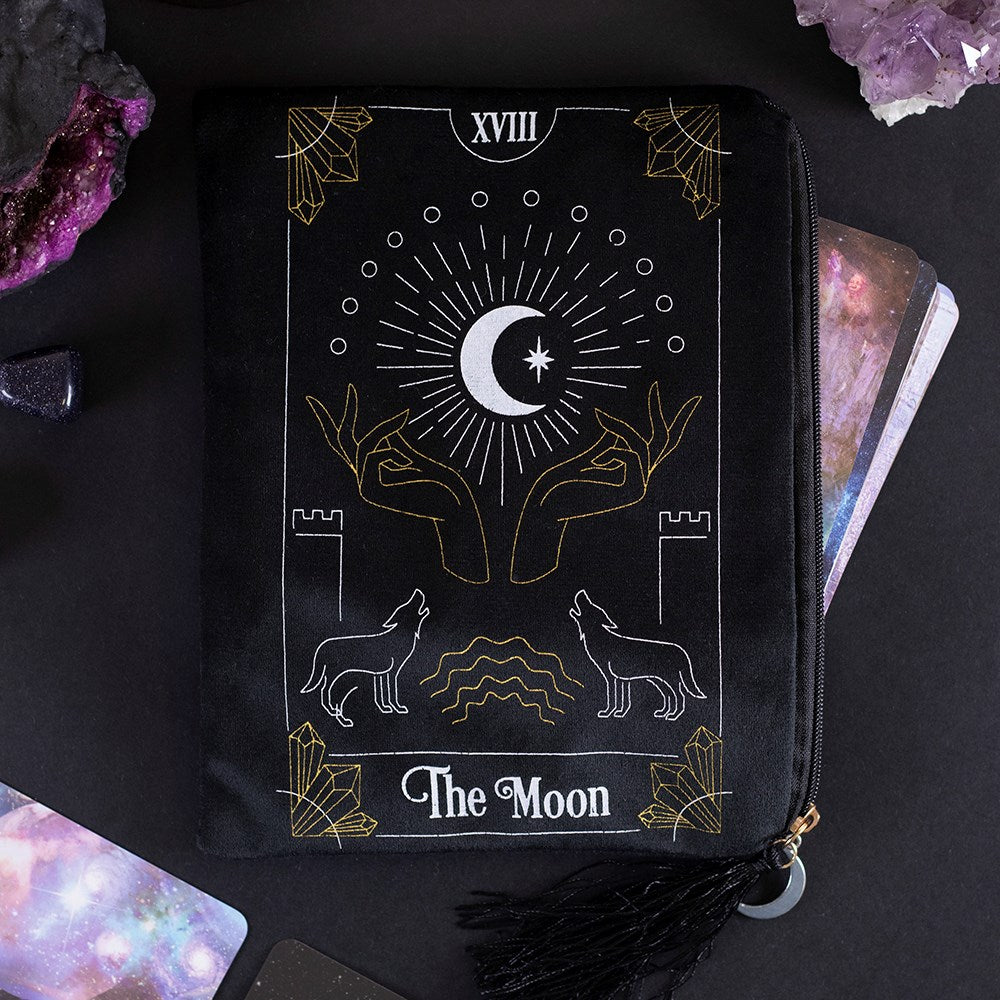 The Moon Velvet Zipped Tarot Bag (black)