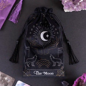 Black Velvet The Moon Drawstring Tarot Bag