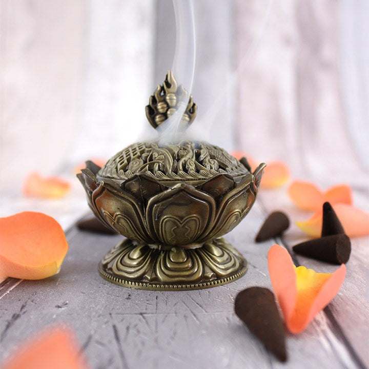 Brass Lotus Flower Smudging Holder