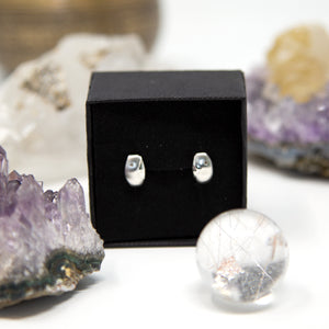 Matt/Gloss Silver Diamond Earrings