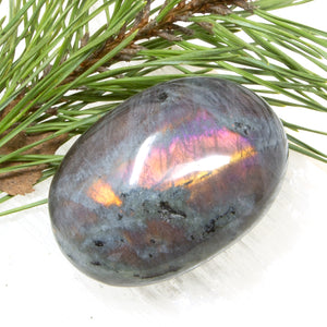 PLabradorite Palmstone with purple flash (4) 76g