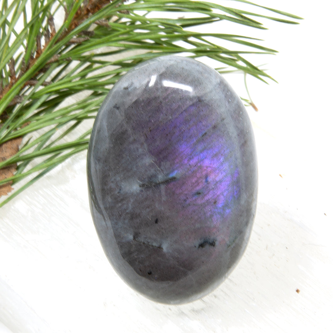 Labradorite Palmstone with purple flash (2) 107g