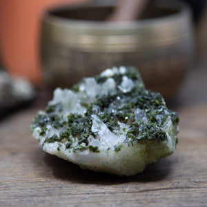 Epidote and Clear Quartz Cluster 133g