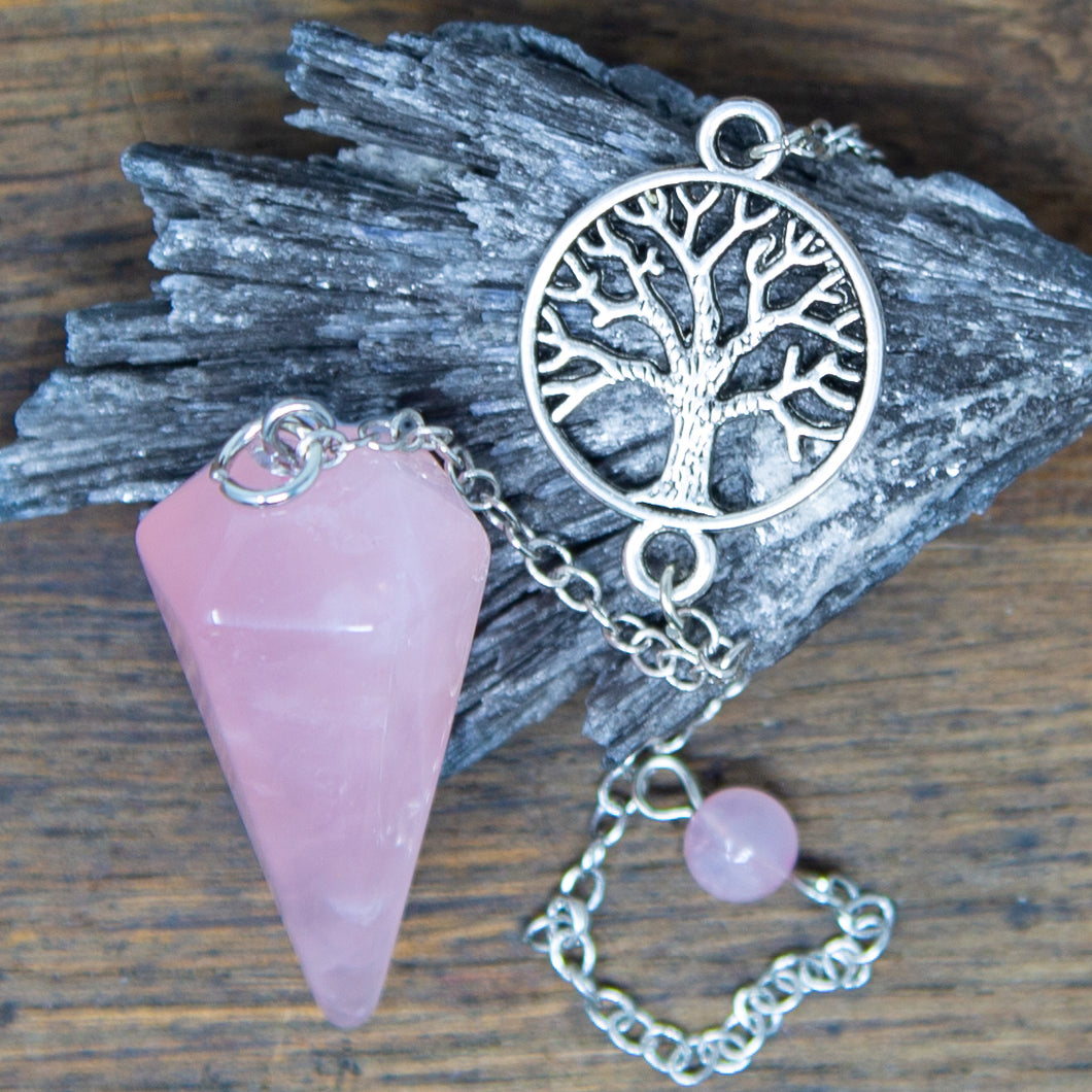 Rose Quartz Tree of Life Pendulum