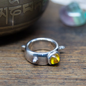 Heavy Sterling Silver Spike Ring with Synthetic Citrine - Size K